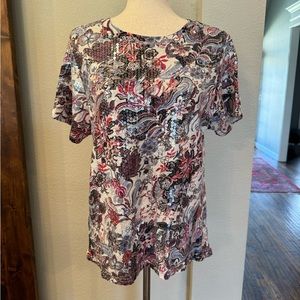Super fun paisley sequined top from Anthropologie, Size Medium